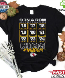 Official Kansas City Chiefs 2024 Nine Straight 9 In A Row AFC West Champions Kingdom t shirt