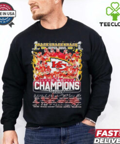 Official Kansas City Chiefs Back To Back Super Bowl LIX Champions 2024 2025 Signatures Helmet Trophy T shirts