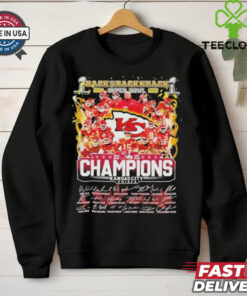 Official Kansas City Chiefs Back To Back Super Bowl LIX Champions 2024 2025 Signatures Helmet Trophy T shirts