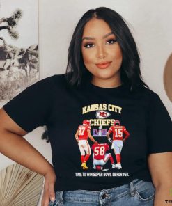 Official Kansas City Chiefs Kelce Thomas and Mahomes time to win Super Bowl 58 For #58 shirt