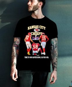 Official Kansas City Chiefs Kelce Thomas and Mahomes time to win Super Bowl 58 For #58 shirt