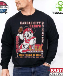 Official Kansas City Chiefs NFL 2024 2025 Super Bowl Champions Back To Back To Back Mickey Mouse Shirt