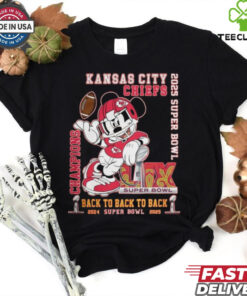 Official Kansas City Chiefs NFL 2024 2025 Super Bowl Champions Back To Back To Back Mickey Mouse Shirt
