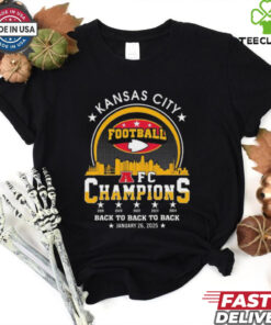 Official Kansas City Football 2024 2025 AFC Champions The American Football Champs Back To Back To Back Skyline Shirt