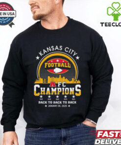 Official Kansas City Football 2024 2025 AFC Champions The American Football Champs Back To Back To Back Skyline Shirt