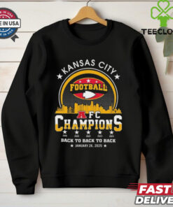 Official Kansas City Football 2024 2025 AFC Champions The American Football Champs Back To Back To Back Skyline Shirt
