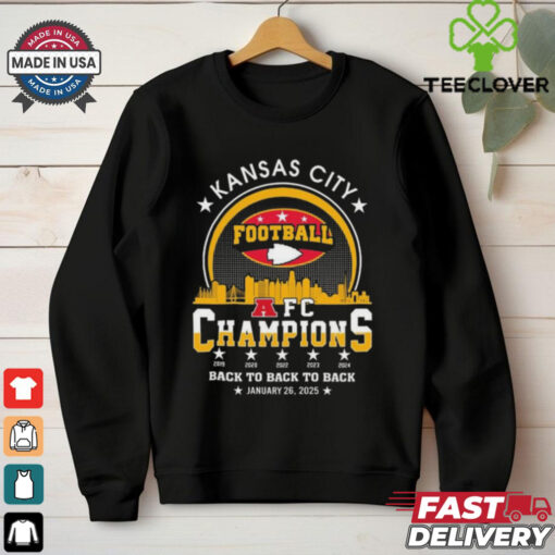 Official Kansas City Football 2024 2025 AFC Champions The American Football Champs Back To Back To Back Skyline Shirt