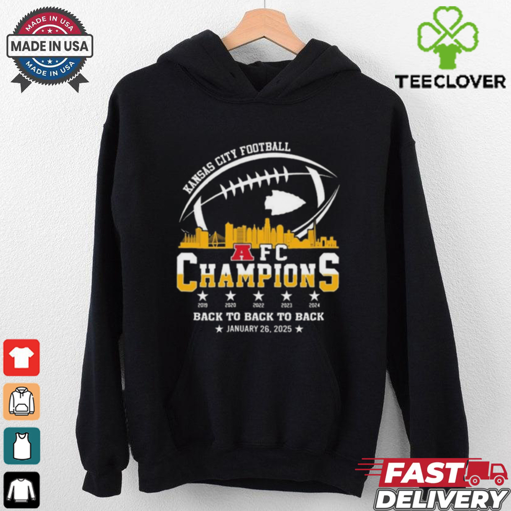 Official Kansas City Football 2024 2025 AFC Champions The American Football Champs Skyline Shirt Official Kansas City Football 2024 2025 AFC Champions The American Football Champs Skyline Shirt