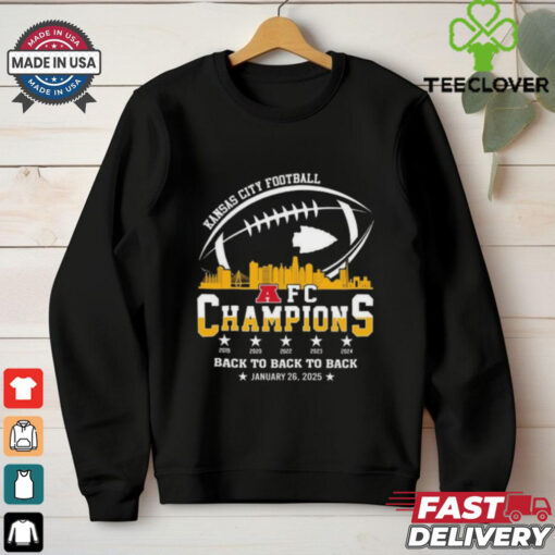 Official Kansas City Football 2024 2025 AFC Champions The American Football Champs Skyline Shirt