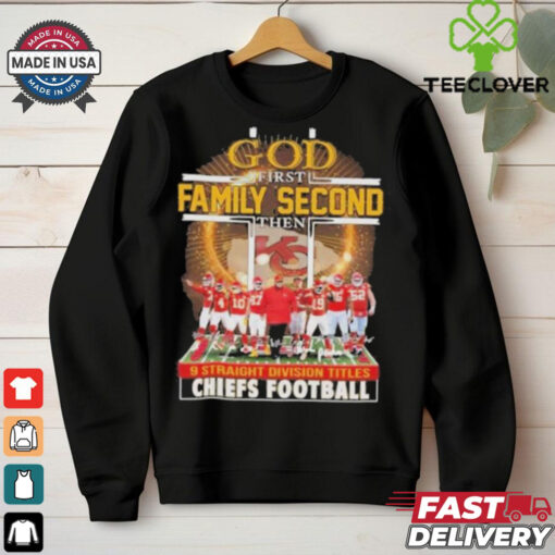 Official Kansas City God 1st Family 2nd The 9 Straight Division Titles Champs Shirts