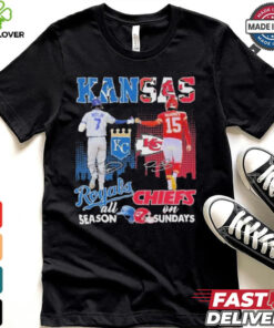 Official Kansas City Royals On Days All Season Kansas City Chiefs On Sundays T Shirt