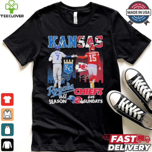 Official Kansas City Royals On Days All Season Kansas City Chiefs On Sundays T Shirt