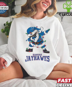 Official Kansas Jayhawks Dabbing Santa Claus Ugly Christmas Light shirt