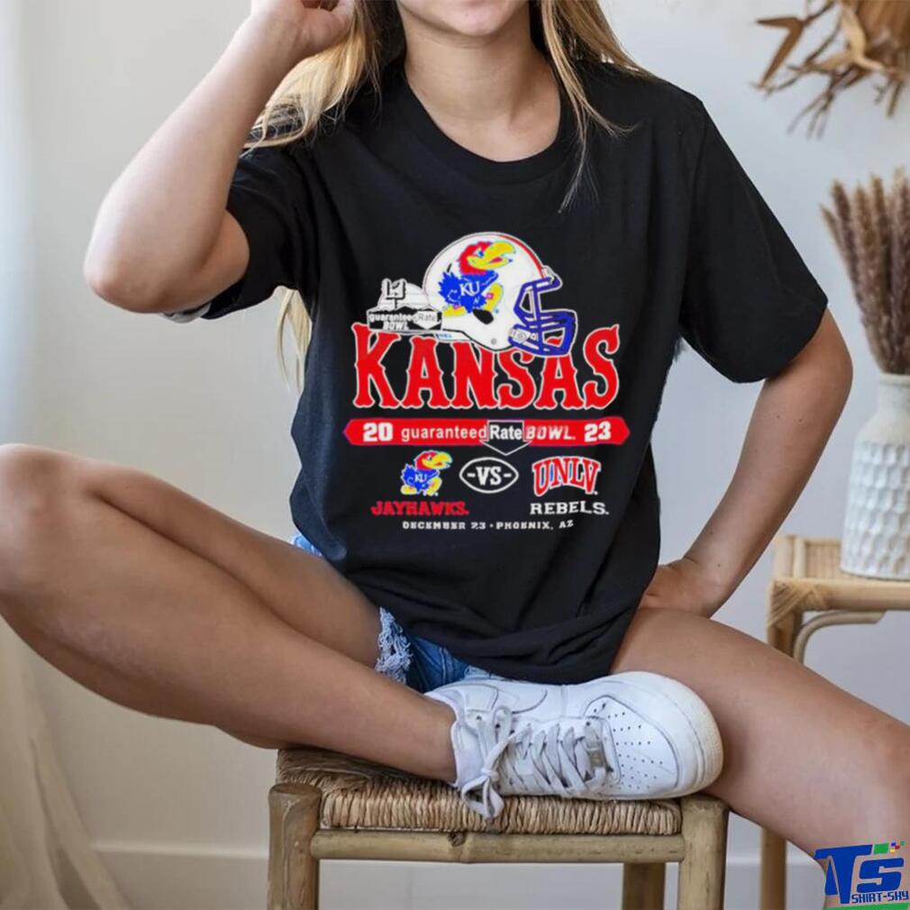 Official Kansas Jayhawks Vs Unlv Rebels Guaranteed Rate Bowl Dec 23 2023 T Shirt Official Kansas Jayhawks Vs Unlv Rebels Guaranteed Rate Bowl Dec 23 2023 T Shirt