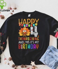 Official Kids Birthday 4 Years Old Turkey Day Happy Thanksgiving Fall Kids T Shirt