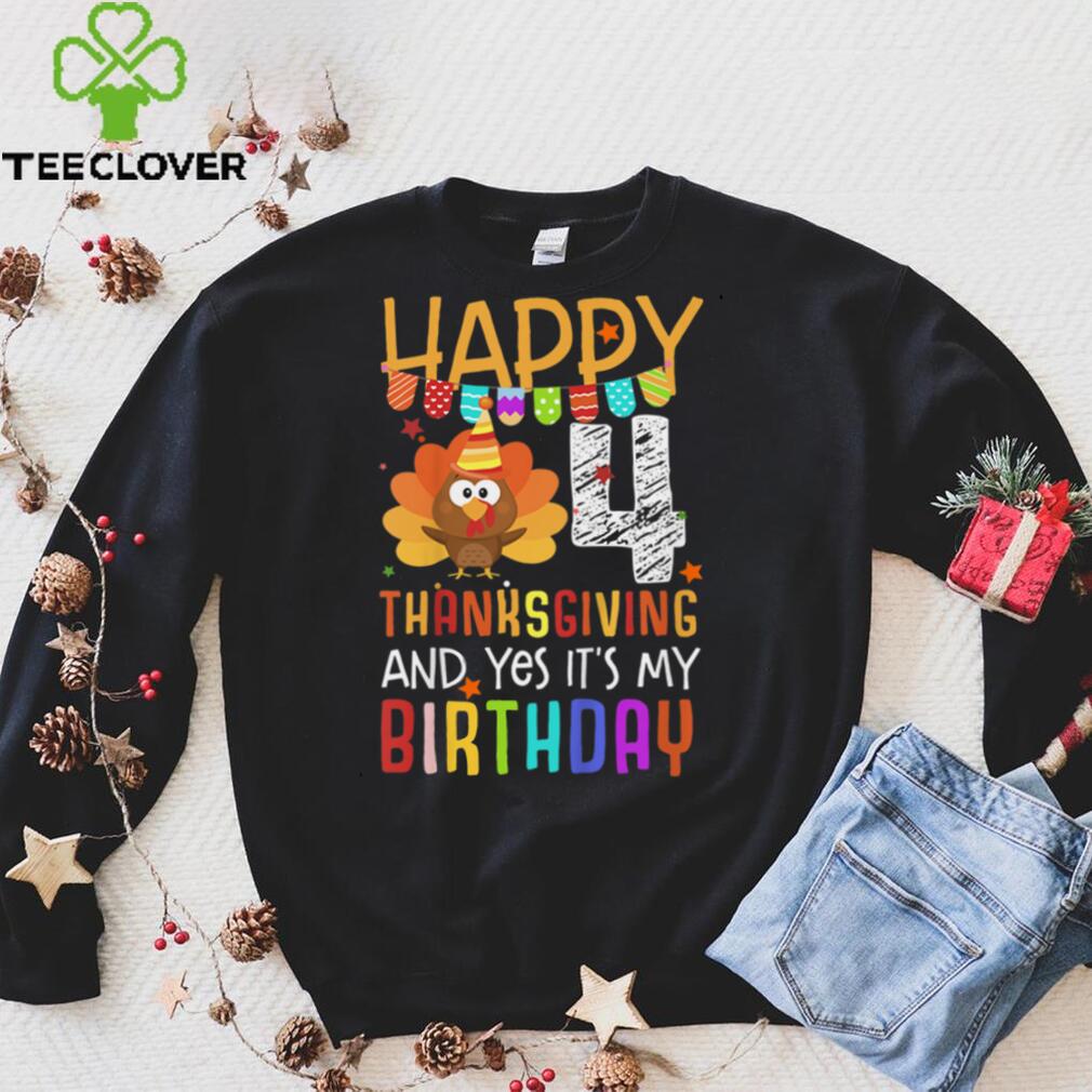 Official Kids Birthday 4 Years Old Turkey Day Happy Thanksgiving Fall Kids T Shirt Official Kids Birthday 4 Years Old Turkey Day Happy Thanksgiving Fall Kids T Shirt