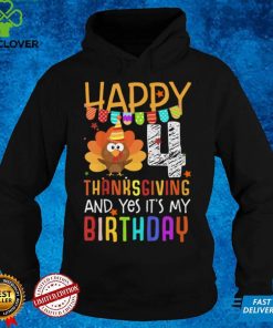 Official Kids Birthday 4 Years Old Turkey Day Happy Thanksgiving Fall Kids T Shirt