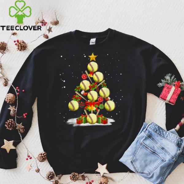 Official Kids Boys Softball Christmas Tree Santa Merry Christmas 2021 T Shirt