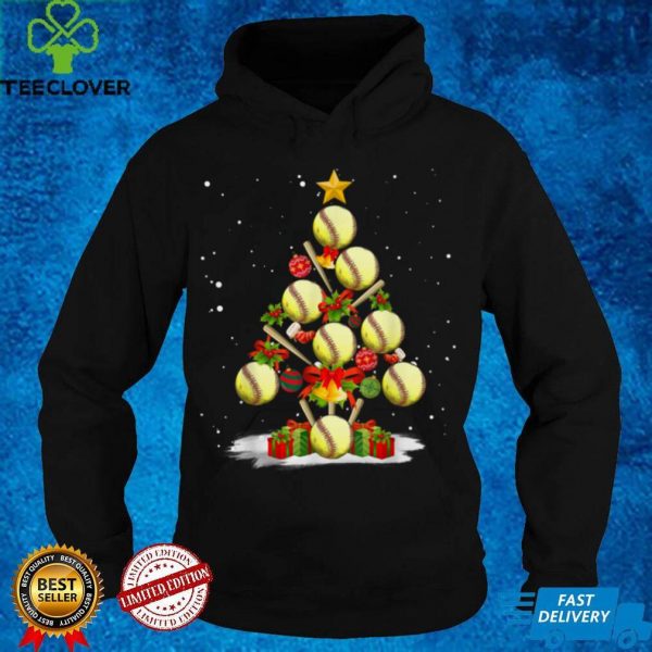 Official Kids Boys Softball Christmas Tree Santa Merry Christmas 2021 T Shirt
