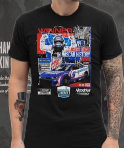 Official Kyle larson checkered flag sports black 2024 adventhealth 400 race winner shirt