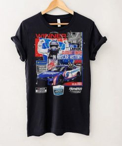 Official Kyle larson checkered flag sports black 2024 adventhealth 400 race winner shirt
