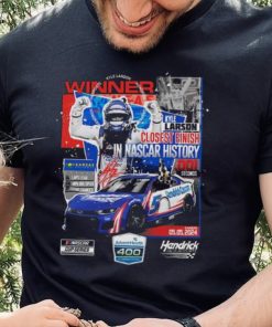 Official Kyle larson checkered flag sports black 2024 adventhealth 400 race winner shirt