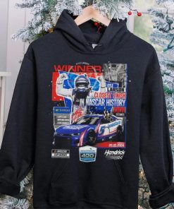 Official Kyle larson checkered flag sports black 2024 adventhealth 400 race winner shirt