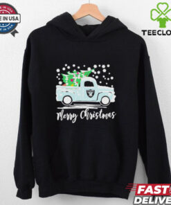 Official Las Vegas Raiders Logo Truck and Tree Merry Christmas Shirt