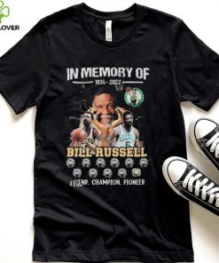 Official Legend Champions Pioneer In memory of 1934 2022 Bill Russell Boston Celtic signature shirt