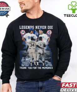 Official Legends Never Die Fernando Valenzuela x Tommy Lasorda Los Angeles Dodgers Thank You For The Memories Signatures Shirt 1 Official Legends Never Die Fernando Valenzuela x Tommy Lasorda Los Angeles Dodgers Thank You For The Memories Signatures Shirt