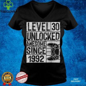 Official Level 30 Unlocked Awesome Since 1992 Vintage 30th Birthday T Shirt