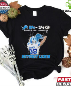 Official Lions 24 – 14 Packers Branch Double Bird St. Brown Headstand Shirt