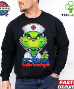 Official Listening To Your Heart Grow Grinch Christmas Nurse sweatshirt