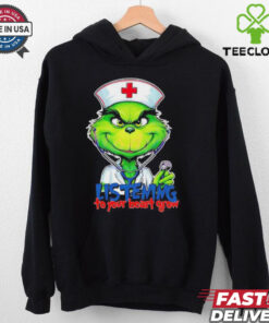 Official Listening To Your Heart Grow Grinch Christmas Nurse sweatshirt