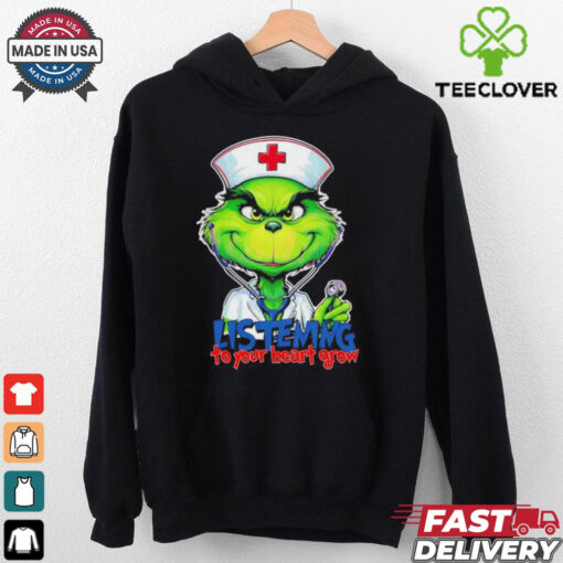 Official Listening To Your Heart Grow Grinch Christmas Nurse sweatshirt
