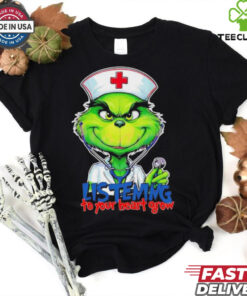 Official Listening To Your Heart Grow Grinch Christmas Nurse sweatshirt