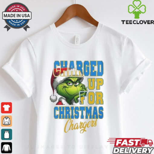 Official Los Angeles Chargers Charged Up For Christmas Chargers Grinch Shirt