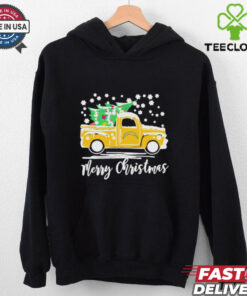 Official Los Angeles Chargers Logo Truck and Tree Merry Christmas Shirt