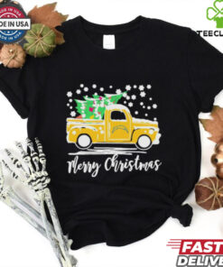 Official Los Angeles Chargers Logo Truck and Tree Merry Christmas Shirt