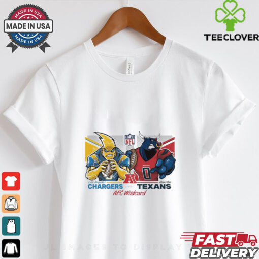 Official Los Angeles Chargers Vs Houston Texans Football AFC Wild Card Matchups NFL Football Playoffs Mascot Eric Poole Painting t shirt