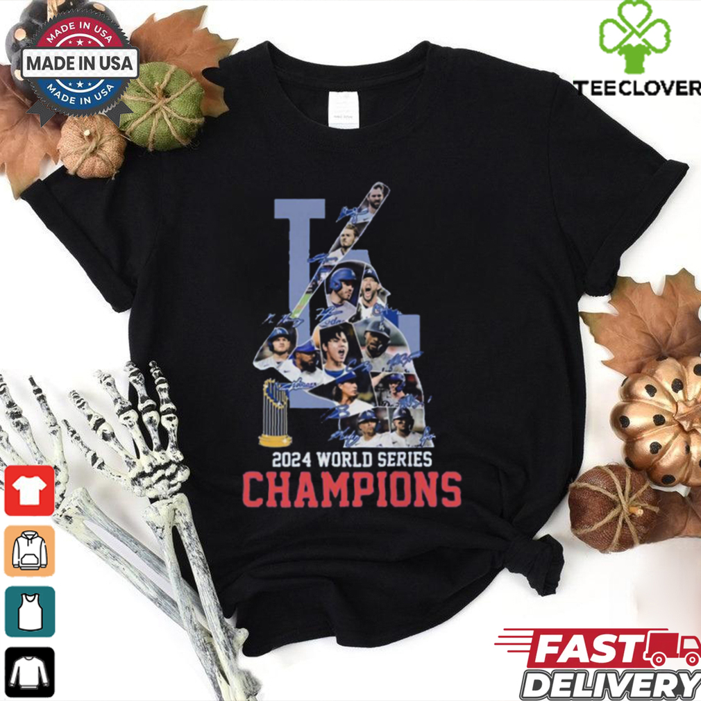 Official Los Angeles Dodgers 2024 Champions Autographed T Shirt Official Los Angeles Dodgers 2024 Champions Autographed T Shirt