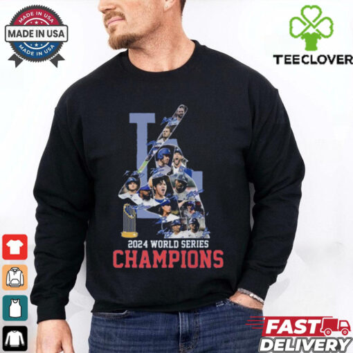 Official Los Angeles Dodgers 2024 Champions Autographed T Shirt