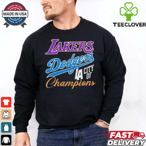 Official Los Angeles Dodgers Los Angeles Lakers Los Angeles City Of Champions Shirt