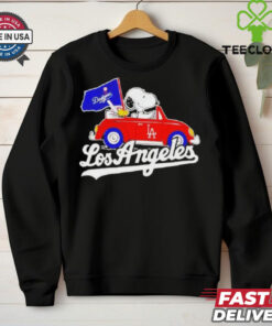 Official Los Angeles Dodgers Peanuts Drive a Car T shirt