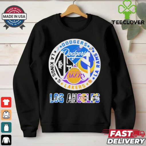 Official Los Angeles Dodgers, Rams, Lakers and Los Angeles Kings Los Angeles City Sports Logo Shirt