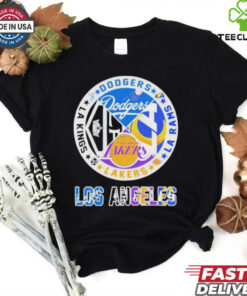 Official Los Angeles Dodgers, Rams, Lakers and Los Angeles Kings Los Angeles City Sports Logo Shirt