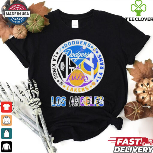 Official Los Angeles Dodgers, Rams, Lakers and Los Angeles Kings Los Angeles City Sports Logo Shirt