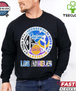Official Los Angeles Dodgers, Rams, Lakers and Los Angeles Kings Los Angeles City Sports Logo Shirt
