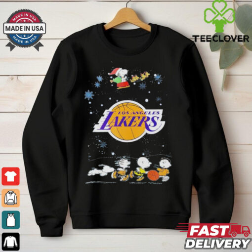Official Los Angeles Lakers Snoopy Basketball Playtime Christmas Night Shirt