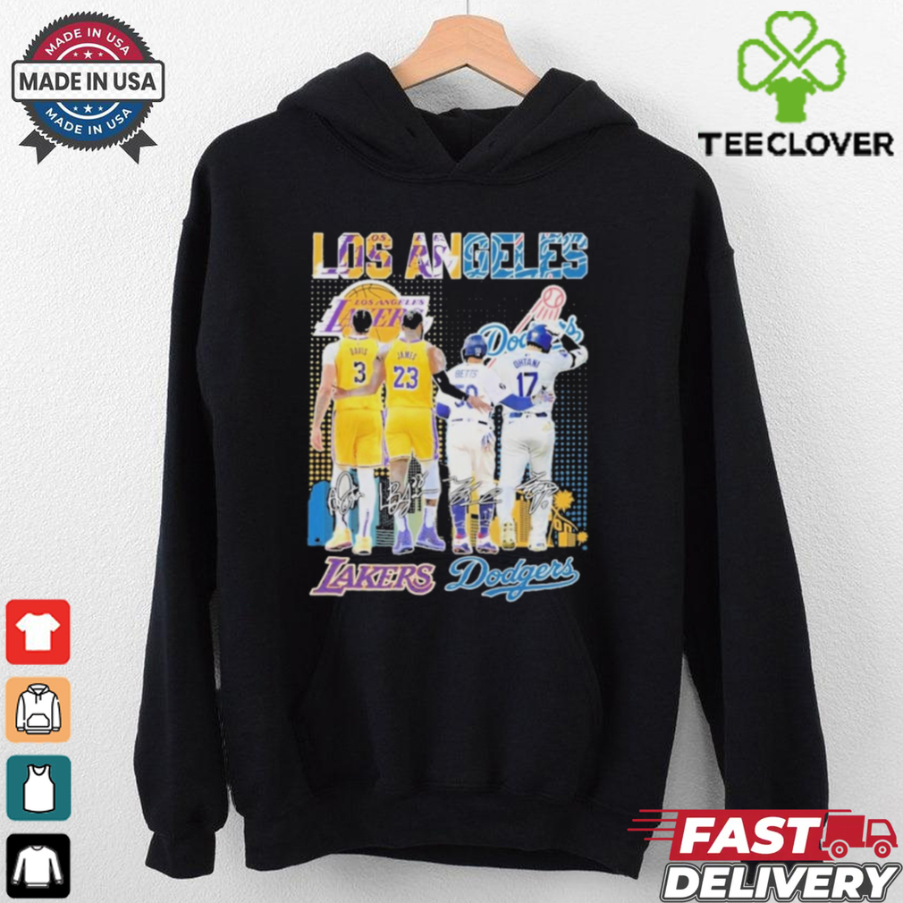 Official Los Angeles Lakers x Los Angeles Dodgers Signature Unisex T Shirt Official Los Angeles Lakers x Los Angeles Dodgers Signature Unisex T Shirt